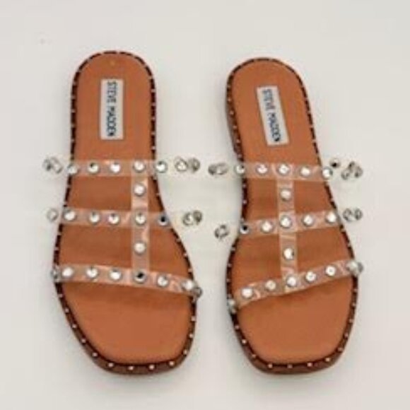 Steve Madden Lynna Studded Jelly Strap Sandals Clear/Neutral Women’s Size 7 - Picture 2 of 9